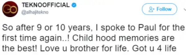 Singer Tekno Finally Speaks To His Long Lost Secondary School Friend